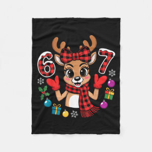 67 Christmas Outfit Women Meme Reindeer Six Seven  Fleece Blanket