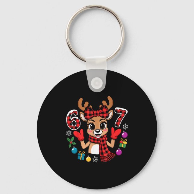 67 Christmas Outfit Women Meme Reindeer Six Seven  Key Ring (Front)