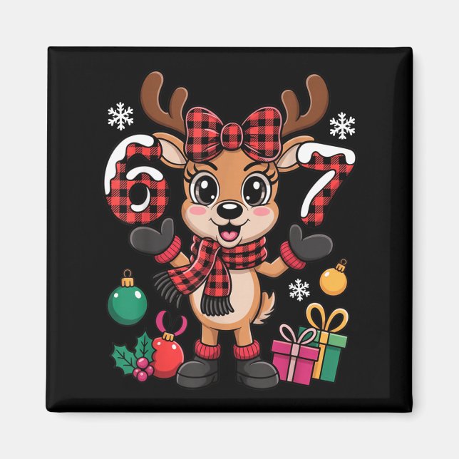 67 Christmas Outfit Women Meme Reindeer Six Seven  Magnet (Front)
