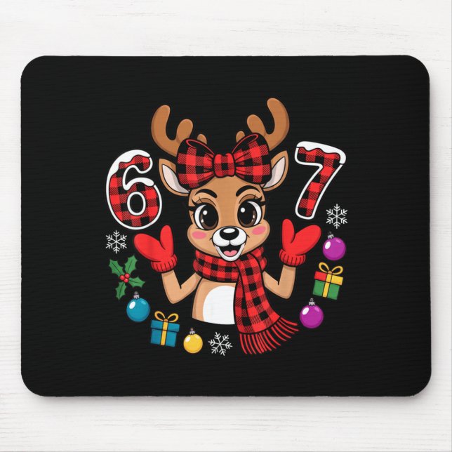 67 Christmas Outfit Women Meme Reindeer Six Seven  Mouse Mat (Front)