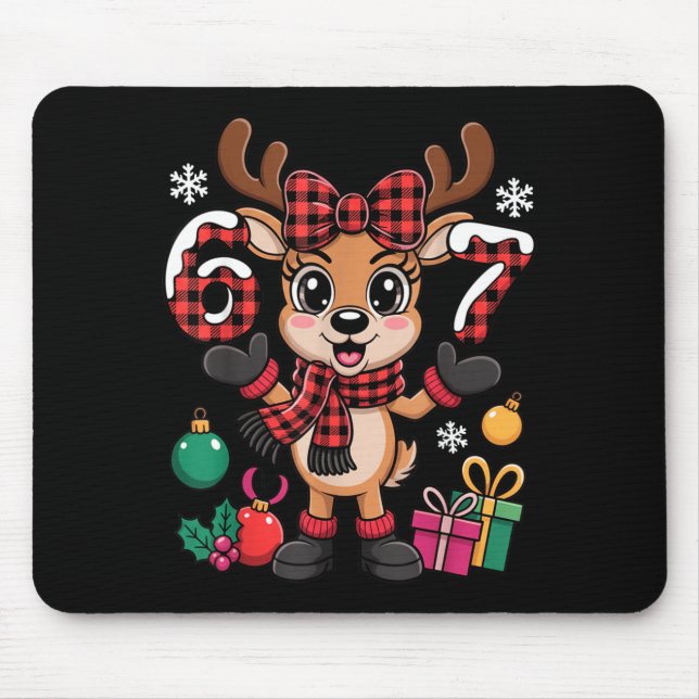 67 Christmas Outfit Women Meme Reindeer Six Seven  Mouse Mat (Front)
