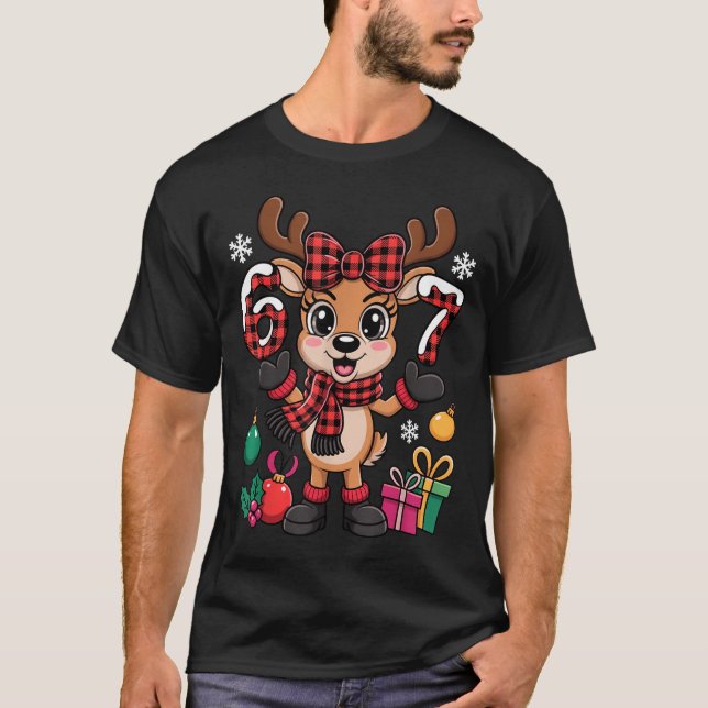 67 Christmas Outfit Women Meme Reindeer Six Seven  T-Shirt (Front)