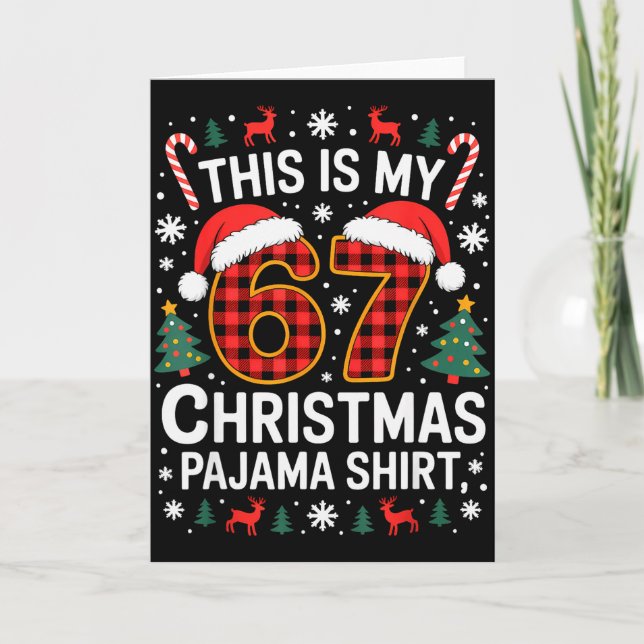 67 Christmas Pajama Shirt Funny Six Seven Meme Bra Card (Front)