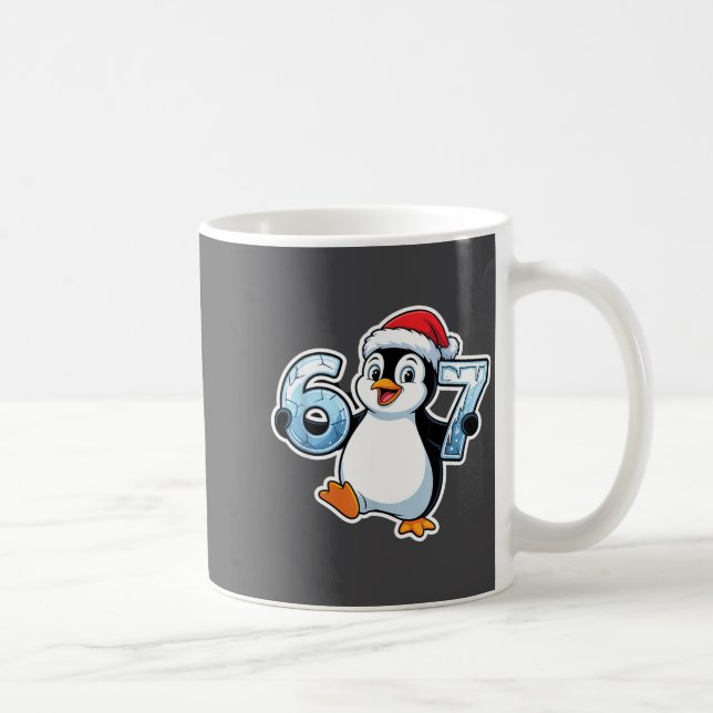 67 Christmas Penguin Santa Hat Birthday Holiday  Coffee Mug (Right)