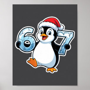 67 Christmas Penguin Santa Hat Birthday Holiday Poster