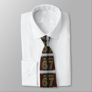 67 Christmas Plaid Funny Six Seven Meme Holiday Tie