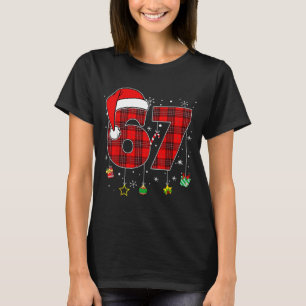 67 Christmas Plaid Santa Hat Funny Family Matching T-Shirt