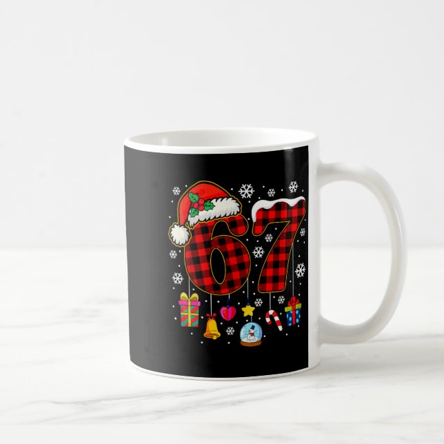 67 Christmas Red Plaid 6 7 Six Seven Boys Christma Coffee Mug (Right)