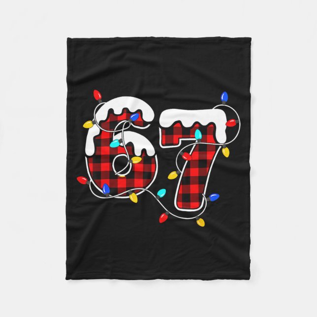 67 Christmas Red Plaid 6 7 Six Seven Boys Christma Fleece Blanket (Front)