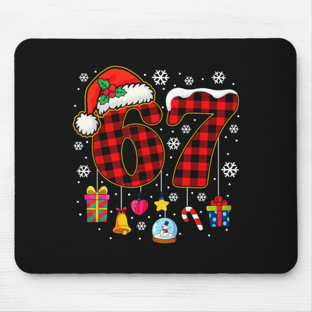 67 Christmas Red Plaid 6 7 Six Seven Boys Christma Mouse Mat (Front)