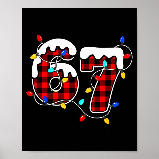 67 Christmas Red Plaid 6 7 Six Seven Boys Christma Poster (Front)