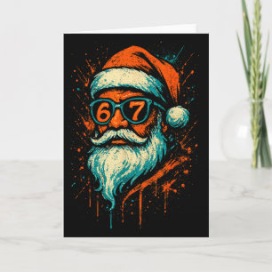 67 Christmas Santa Face 6 7 Meme Six Seven Teen Bo Card