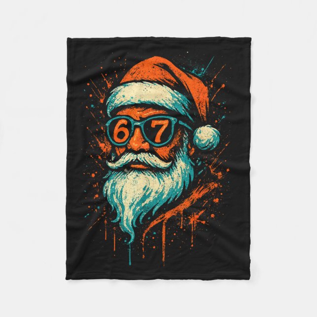 67 Christmas Santa Face 6 7 Meme Six Seven Teen Bo Fleece Blanket (Front)