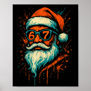 67 Christmas Santa Face 6 7 Meme Six Seven Teen Bo Poster