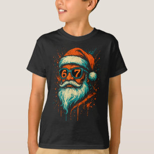 67 Christmas Santa Face 6 7 Meme Six Seven Teen Bo T-Shirt