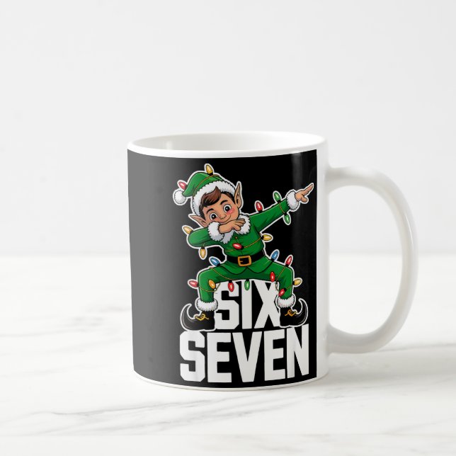 67 Christmas Six Seven 6 7 Meme Funny Dabbing Elf  Coffee Mug (Right)