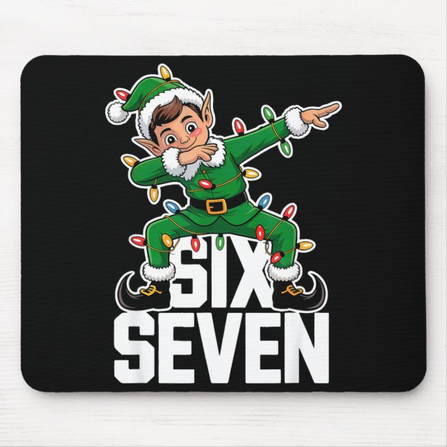 67 Christmas Six Seven 6 7 Meme Funny Dabbing Elf  Mouse Mat (Front)