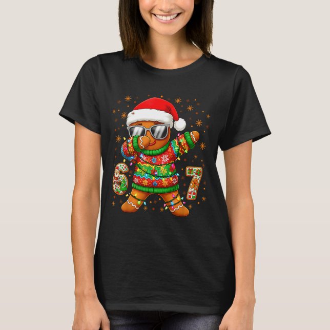 67 Christmas Six Seven Meme Gingerbread Santa Ligh T-Shirt (Front)
