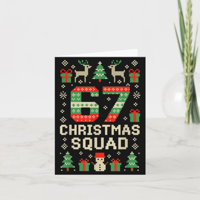 67 Christmas Squad Brainrot Meme Ugly Xmas Six Sev Card (Front)