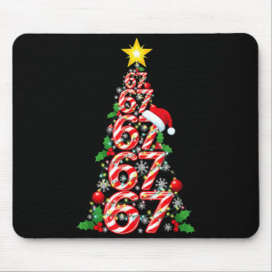 67 Christmas Tree Candy Cane Holiday Six Seven Mem Mouse Mat