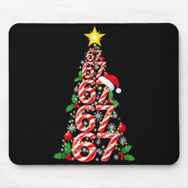 67 Christmas Tree Candy Cane Holiday Six Seven Mem Mouse Mat (Front)