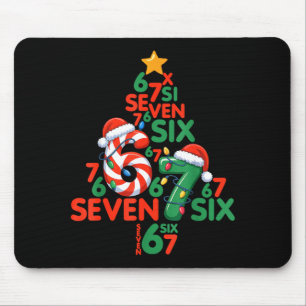 67 Christmas Tree Candy Cane Holiday Six Seven Mem Mouse Mat