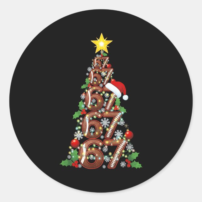 67 Christmas Tree Football Holiday Six Seven Meme  Classic Round Sticker (Front)