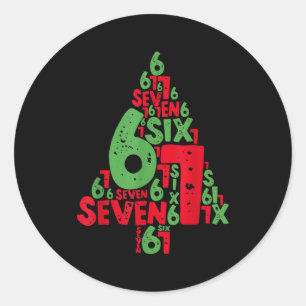 67 Christmas Tree Holiday Six Seven Meme Brainrot  Classic Round Sticker