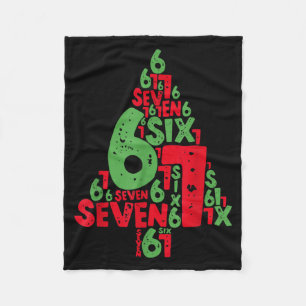 67 Christmas Tree Holiday Six Seven Meme Brainrot Fleece Blanket