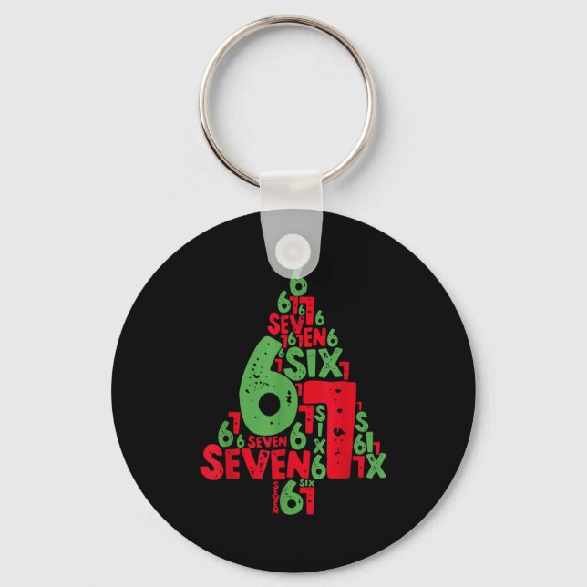 67 Christmas Tree Holiday Six Seven Meme Brainrot  Key Ring (Front)