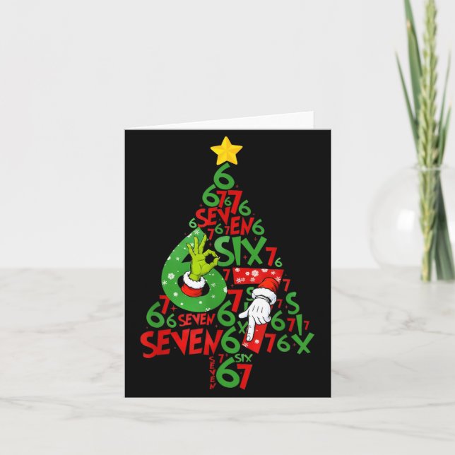 67 Christmas Tree Xmas Holiday Six Seven Meme Brai Card (Front)
