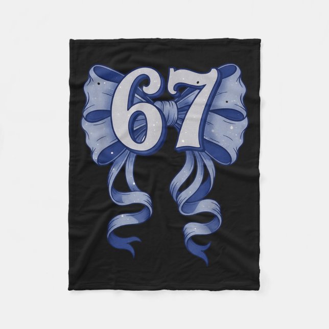 67 Coquette Bow 6 7 Meme Cute Toile Bow For Girls  Fleece Blanket (Front)