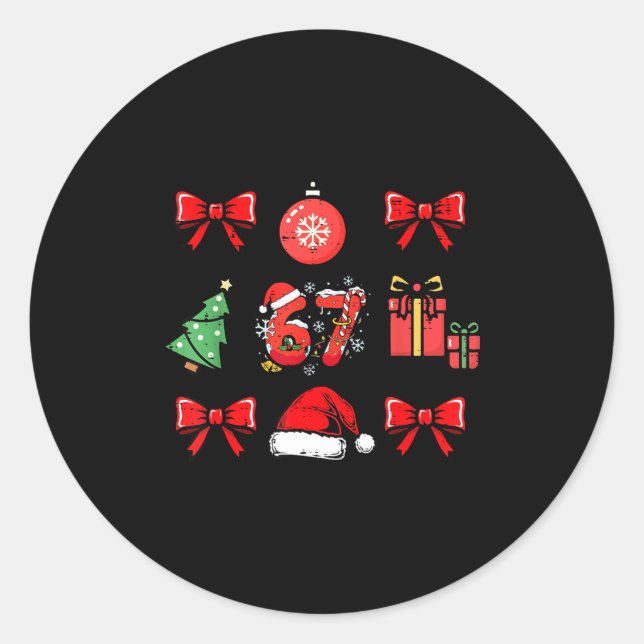 67 Coquette Christmas Funny 6 7 Meme Men Women Kid Classic Round Sticker (Front)