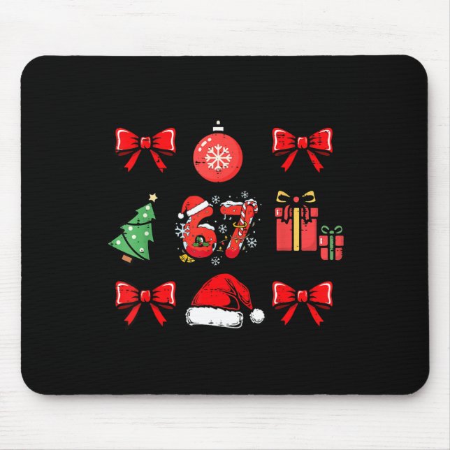 67 Coquette Christmas Funny 6 7 Meme Men Women Kid Mouse Mat (Front)