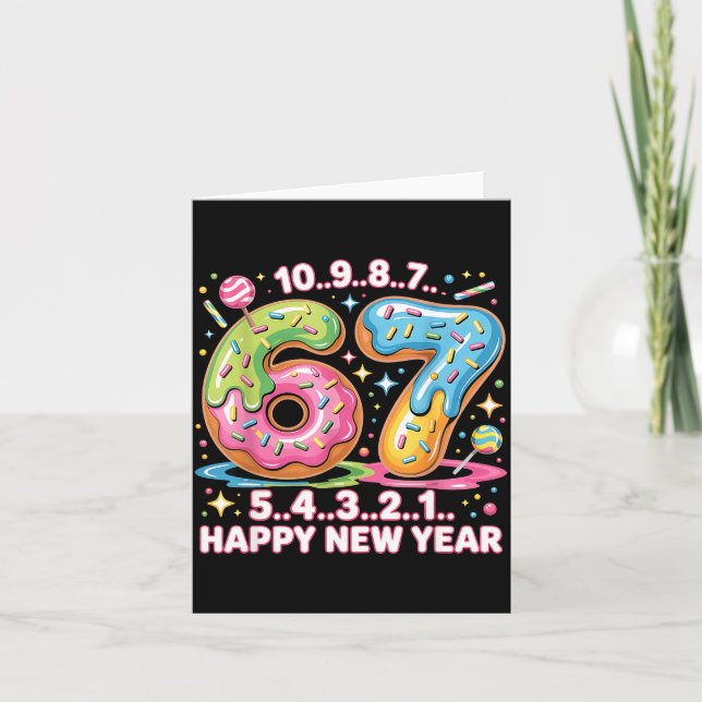 67 Countdown Happy New Year 2026 Funny Donut Numbe Card (Front)