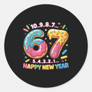 67 Countdown Happy New Year 2026 Funny Donut Numbe Classic Round Sticker