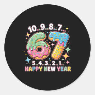 67 Countdown Happy New Year 2026 Funny Donut Numbe Classic Round Sticker