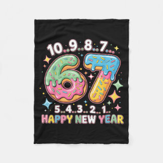 67 Countdown Happy New Year 2026 Funny Donut Numbe Fleece Blanket