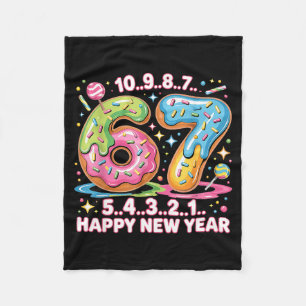 67 Countdown Happy New Year 2026 Funny Donut Numbe Fleece Blanket