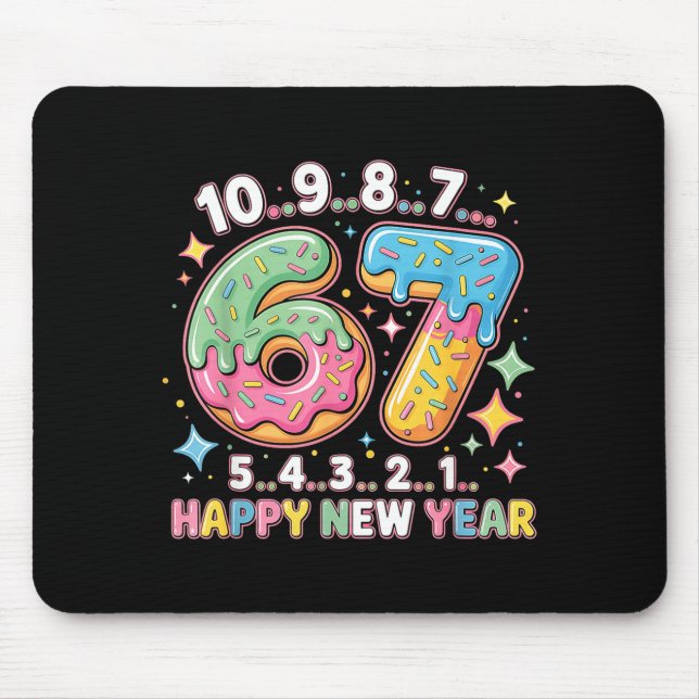 67 Countdown Happy New Year 2026 Funny Donut Numbe Mouse Mat (Front)
