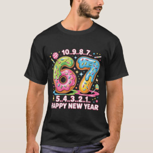 67 Countdown Happy New Year 2026 Funny Donut Numbe T-Shirt