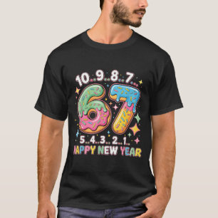 67 Countdown Happy New Year 2026 Funny Donut Numbe T-Shirt