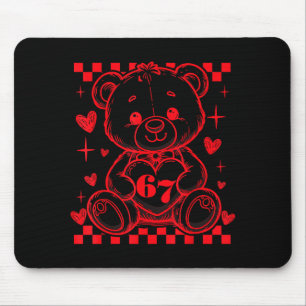 67 Cute Heart Teddy Bear Valentine's Day Six Seven Mouse Mat