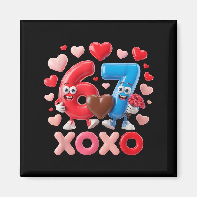 67 Cute Six Seven Gen Meme Couple Anniversary Vale Magnet (Front)