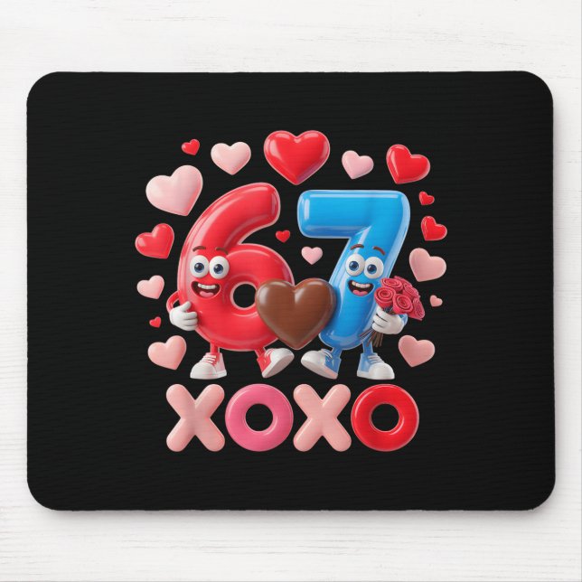 67 Cute Six Seven Gen Meme Couple Anniversary Vale Mouse Mat (Front)