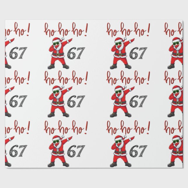 67 Dabbing Christmas Santa  Wrapping Paper (Seam)