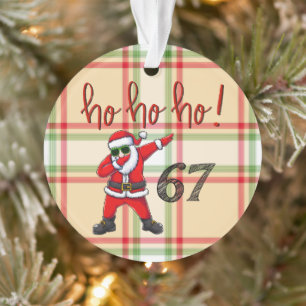 67 Dabbing Santa Christmas Ornament 