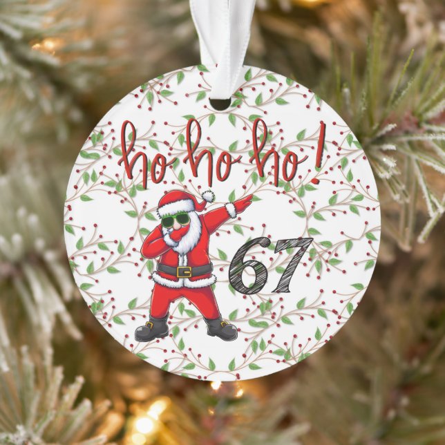 67 Dabbing Santa Christmas Ornament  (Tree)