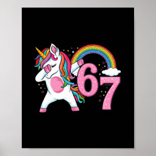 67 Dabbing Unicorn For Girls Six Seven Meme Kids W Poster