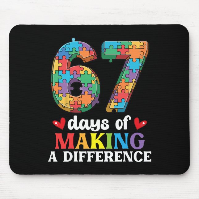 67 Days Making A Difference Autism Awareness Speci Mouse Mat (Front)